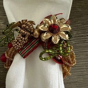 Gold Beaded Napkin Rings Set of 8
